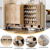 Tribesigns Shoe Cabinet with Doors, 6-Tier Entryway Shoe Storage Cabinet with Adjustable Shelves, Modern Wooden Shoe Organizer Cabinet for Living Room, Bedroom, Natural Tribesigns