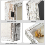 Califortree 8x10 Shadow Box Frame with Linen Back - Real Glass, Push Pins Included, Sturdy Rustic Memory Display Case, Distressed White Califortree