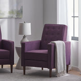 THINK 30 Mid-Century Fabric Rocker Recliner Chair with Tufted Design, Adjustable Single Recliner Sofa with Thicker Seat Cushion with Pocket for Living Room Bedroom Apartment (Purple Style1) THINK 30