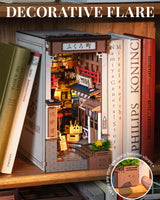ROBOTIME Book Nook Kit DIY Miniature House Kit for Adults 3D Wooden Puzzle Bookends Bookshelf Diorama Insert Dollhouse Creative Decorative Unique Gifts for Teens and Beginners (Sakura Wine Alley) ROBOTIME