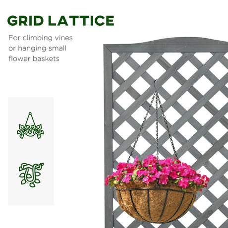 Outsunny Wooden Raised Garden Bed with Trellis, 46" Planter Box, to Grow Vegetables, Herbs, and Flowers for Backyard, Patio, Gray Outsunny
