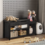 astimey Shoe Bench, Lift Top Shoe Storage Bench, Adjustable Shelf Entryway Bench, Metal and Wood Shoe Rack Organizer with Cushion for Entry, Bedroom, Closet, Living Room, Hallway, Black 39.5W astimey