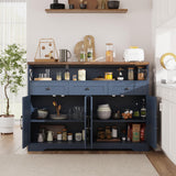 Befrases Farmhouse Buffet Cabinet with Drawers & Open Shelf, Sideboard with Storage, Kitchen Pantry Cabinet Hutch, Coffee Bar Station for Kitchen, Livingroom, 52" L Blue Befrases
