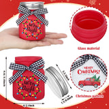 Hoolerry 3 Pcs Christmas Mini Mason Jar Farmhouse Tiered Tray Decor Glass Christmas Mason Jars with Lids Xmas Table Centerpieces Decoration for Holiday Winter Home Kitchen Tray Decor Hoolerry