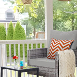 4 Pieces Patio Set with 28” Propane Fire Pit Table, Swivel Wicker Outdoor Patio Chairs w/Coffee Table Rattan Furniture FirePit Set for Outside Grey-Grey FHFO