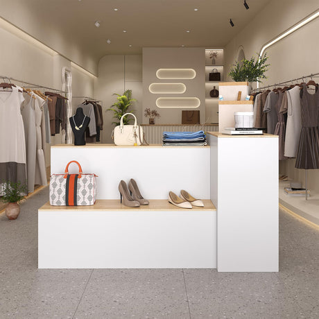 ZORPLIX Display Stand, Closet Island with Drawers, Wardrobe Armoire Island, Bedroom Island with Shoe Bench and Storage Compartment, Island Dresser for Closet, Clothing Store ZORPLIX