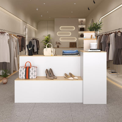 ZORPLIX Display Stand, Closet Island with Drawers, Wardrobe Armoire Island, Bedroom Island with Shoe Bench and Storage Compartment, Island Dresser for Closet, Clothing Store