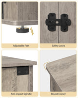 Hzuaneri 88.4" Dog Crate Furniture for 2 Dogs, Heavy Duty Indoor Dog Kennel TV Stand, XXL Wooden Dog Cage with Divider for Medium Large Dogs, End Table Dog Crate with Cushion, Greige Black DFC84005BV1 Hzuaneri