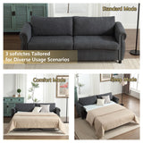 80.7" Pull Out Sofa Bed, 2-in-1 Velvet Queen Convertible Sleeper Couch with Memory Foam Mattress & Solid Wood Bed Frame, Large Pullout Couch Bed for Living Room, Apartment, Small Space,Dark Gray HANLIVES