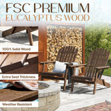 IDZO Set of 2 Outdoor Wooden Folding Adirondack Pre-Assembled BackRest, Wood Patio Chair for Garden Backyard Porch Pool Deck Firepit IDZO