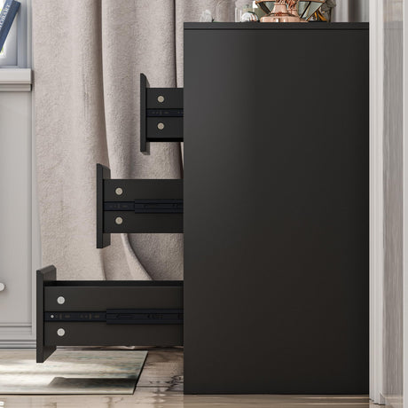 Homsee 9 Drawers Double Dresser, Modern Wood Dresser Chest of Drawers with Large Storage Space for Bedroom, Black (63”L x 15.7”W x 31.5”H) Homsee