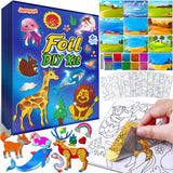 JOPSHEEN Foil Art Kit for Kids Age 4-6-8-10-12 Girls Boys, Fun Crafts Animals Foil Stickers Sheets JOPSHEEN