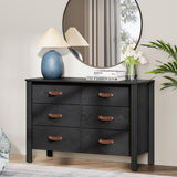 WAMPAT Black Dresser for Bedroom, Long Wide Dresser with 12 Drawers, Kids Dressers & Chests of Drawers, Set of 2 Classic Wooden Storage Cabinet Organizer for Closet, Living Room, Hallway WAMPAT