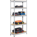 Yaheetech Storage Shelves 5 Tier Garage Shelving Heavy Duty Garage Shelves Adjustable Metal Shelving Unit Utility Rack Industrial Shelving for Warehouse Pantry Closet, 27.5"W x 12"D x 60"H, Silver Yaheetech