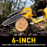 Mini Chainsaw Compatible With Dewalt 20V MAX Battery,Cordless Pruning Chainsaw with Security Lock & Replacement Chain, Battery Powered for Wood Cutting|Tree Trimming|Camping(Battery Included) FUHAUS