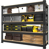 PrimeZone 48" W x 18" D x 72" H Heavy Duty Storage Shelves - 5 Tier Adjustable Garage Storage Shelving Unit, Industrial Metal Utility Shelf Rack for Warehouse, Basement, Pantry, Closet, Black PrimeZone