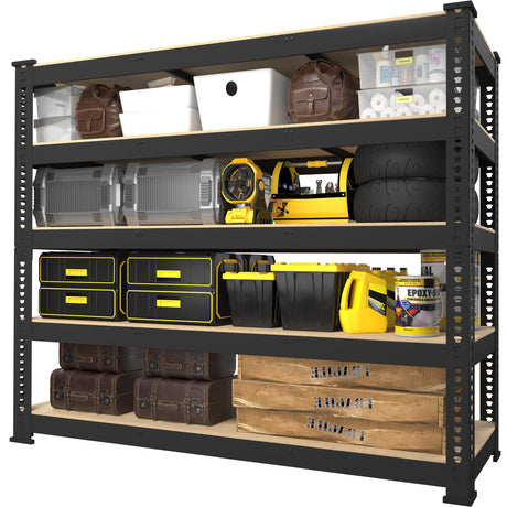 PrimeZone 48" W x 18" D x 72" H Garage Shelving Heavy Duty - Adjustable Metal Storage Shelves, 5 Tier Industrial Shelving Unit, Utility Shelf Rack for Basement, Warehouse, Pantry, Closet, Black PrimeZone