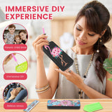 XYDHQS 4Pcs Diamond Paintings Eye Glass Case, Portable PU Leather Sunglasses Case with Soft Lining, Unique DIY Diamond Dot Eyeglass Box, Gem Art Sunglasses Protective Box for Beginner Craft Lover XYDHQS