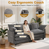 77" Cloud Chenille Sofa Set with Pillows, Deep Seat Loveseat Couch for Apartments, Space Saving 2-Seater with Solid Wood Frame, Easy Assembly (1YR Guarantee) MUDANT