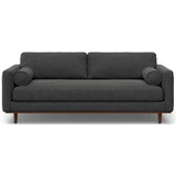 SIMPLIHOME Morrison 89-inch Wide Sofa in Charcoal Grey Woven-Blend Fabric, Handcrafted Mid-Century Modern Couch for Living Room or Family Room, Single Bench Cushion, Bolster Pillows SIMPLIHOME