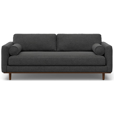 SIMPLIHOME Morrison 89-inch Wide Sofa in Charcoal Grey Woven-Blend Fabric, Handcrafted Mid-Century Modern Couch for Living Room or Family Room, Single Bench Cushion, Bolster Pillows SIMPLIHOME
