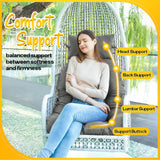 MAGIC ELEPHANT Egg Chair Cushion, Memory Foam Hanging Egg Chair Cushion Replacement, Indoor Outdoor Hammock Basket Swing Cushion with Headrest (Grey) MAGIC ELEPHANT
