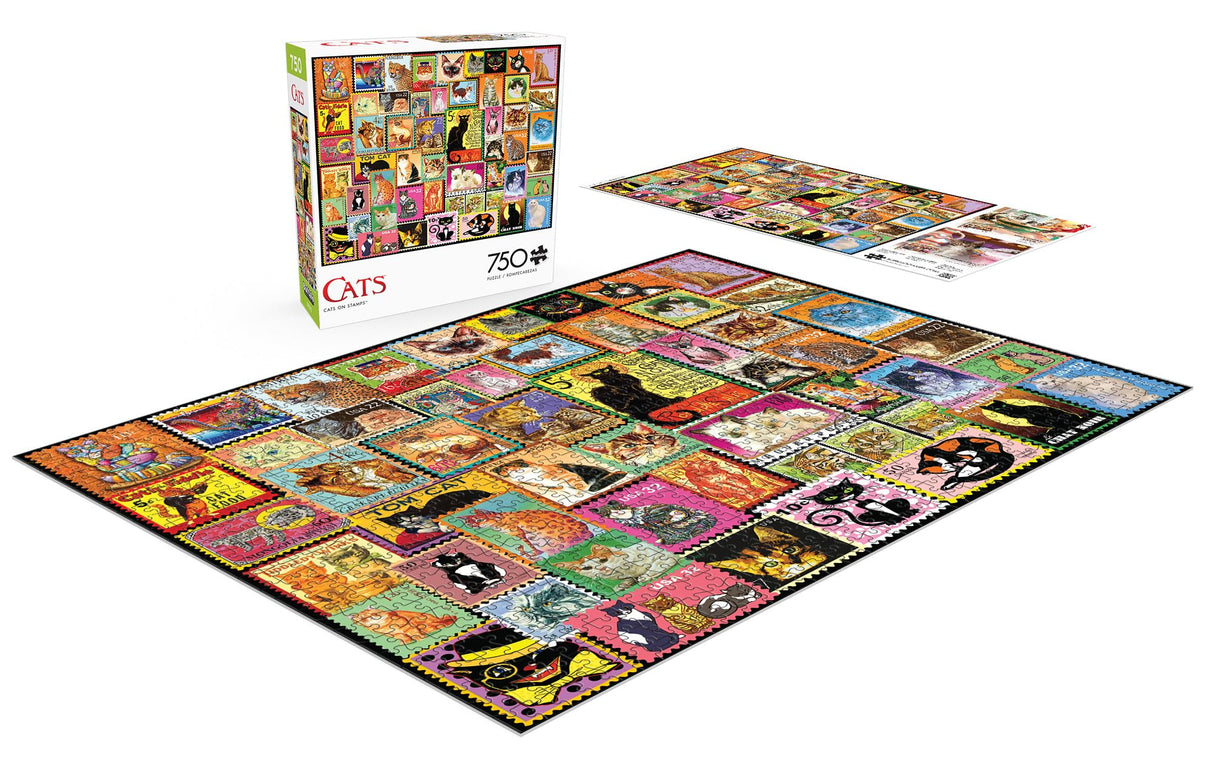 Buffalo Games - Lewis T. Johnson - Cats on Stamps - 750 Piece Jigsaw Puzzle for Adults -Challenging Puzzle Perfect for Game Nights - Finished Size is 24.00 x 18.00 Buffalo Games