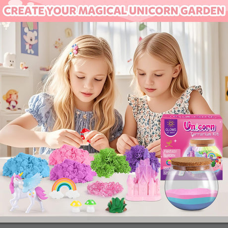 Rofio Unicorn Terrarium Kit for Kids, Unicorn Toys for Girls Age 4 5 6 7 8-12 Year Old, Birthday Gift for Girls, Arts and Crafts Kit for Kids, DIY Toys with 13-Color Remote LED Night Light Rofio