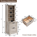 RedLemon Bookcase with 2 File Drawers, 72" Tall Farmhouse Bookshlef with Storage and Adjustable Shelves, 4 Tier Rustic Wood Bookshelf with Cabinet for Home Office, Living Room (Light Rustic Oak) RedLemon