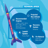 Estes 1292 Wizard Rocket-Building Kit, Intermediate Flying-Rocket-Model Kit for Ages 10+ Estes