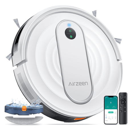 Airzeen Robot Vacuum and Mop with 4000Pa Power-Lifting Suction, APP/Alexa Control Robot Vacuum, 3 in 1 Robot Vacuum Cleaner with Auto Self-Charging, Ideal for Pet Hair, Carpet, Hard Floor, Quiet, J10 Airzeen