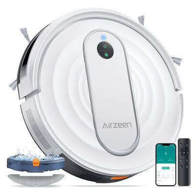 Airzeen Robot Vacuum and Mop with 4000Pa Power-Lifting Suction, APP/Alexa Control Robot Vacuum, 3 in 1 Robot Vacuum Cleaner with Auto Self-Charging, Ideal for Pet Hair, Carpet, Hard Floor, Quiet, J10