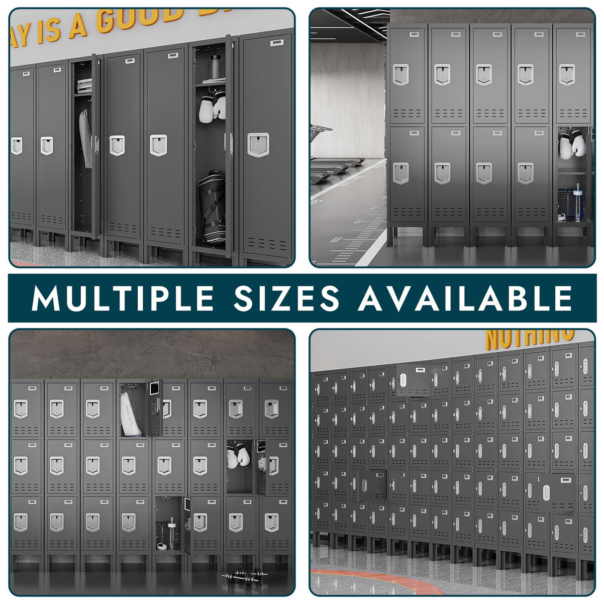 BUTISOW Metal Lockers - 66" Height Steel Lockers for Employees with 5 Door Storage Locker with Card Slot for Employees Gym School Home Office Garage - Assembly Required BUTISOW