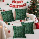 4 Pcs Christmas Throw Pillow Covers 18x18, Soft Faux Fur Pillow Cases Holiday Decorations, Fluffy Plush Accent Couch Cushion Case for Festivals Winter Sofa Living Room Home Decor(Green Tree) janbrm