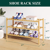 Smiry Bamboo Shoe Rack for Closet, 3 Tier Wooden Stackable Shoe Organizer, Free Standing Shoes Storage Shelf for Entryway, Front Door Entrance, Natural Smiry