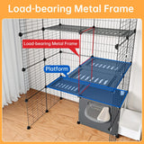 Oneluck Cat Cage with Litter Box,4-Tier DIY Cat Enclosures Detachable Metal Wire Kennel Indoor Crate Large Exercise Place Ideal for 1-2 Cats Oneluck