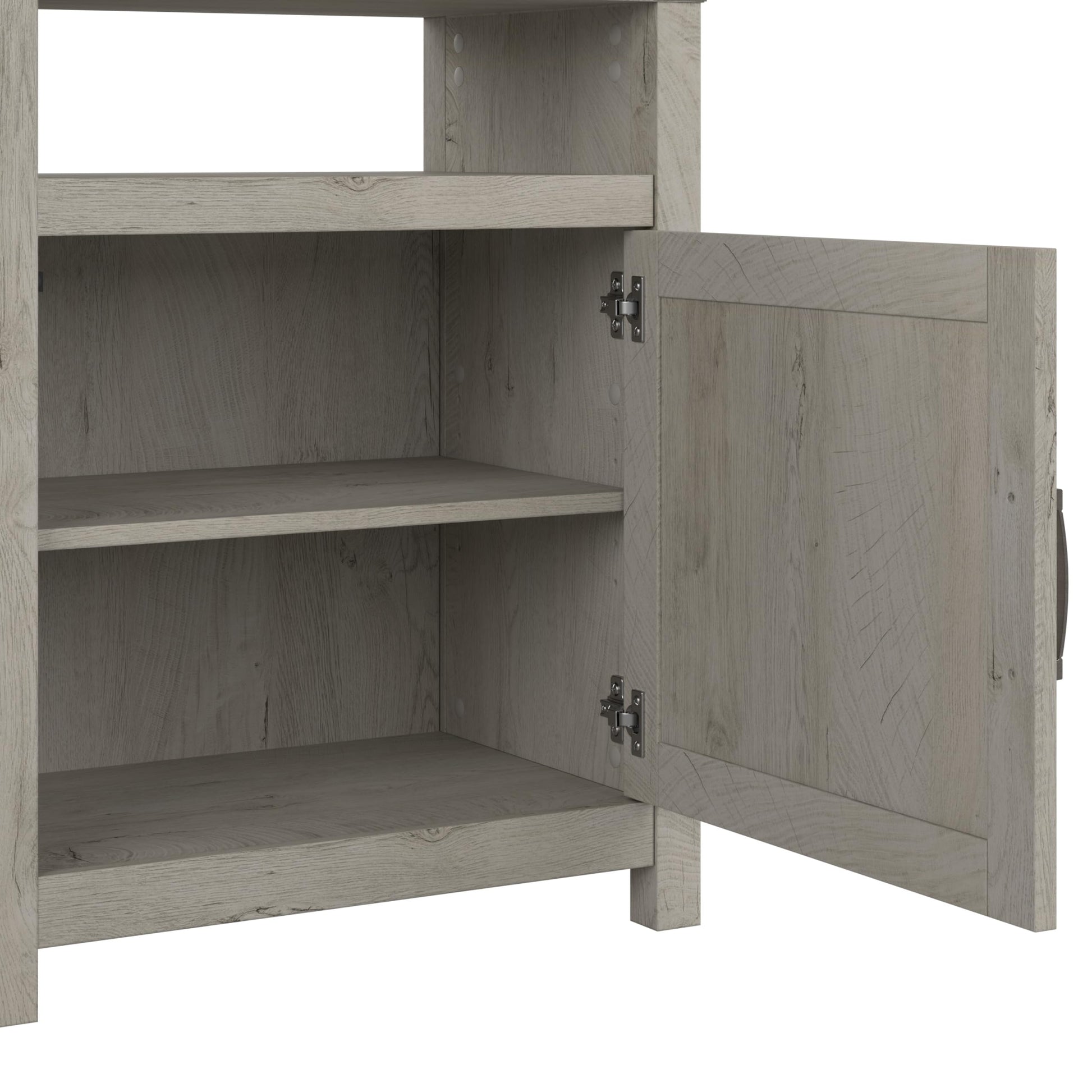 Knoxville Farmhouse TV Stand for 70 Inch TV with 5 Shelf Bookcases in Cottage White - WoodArtSupply