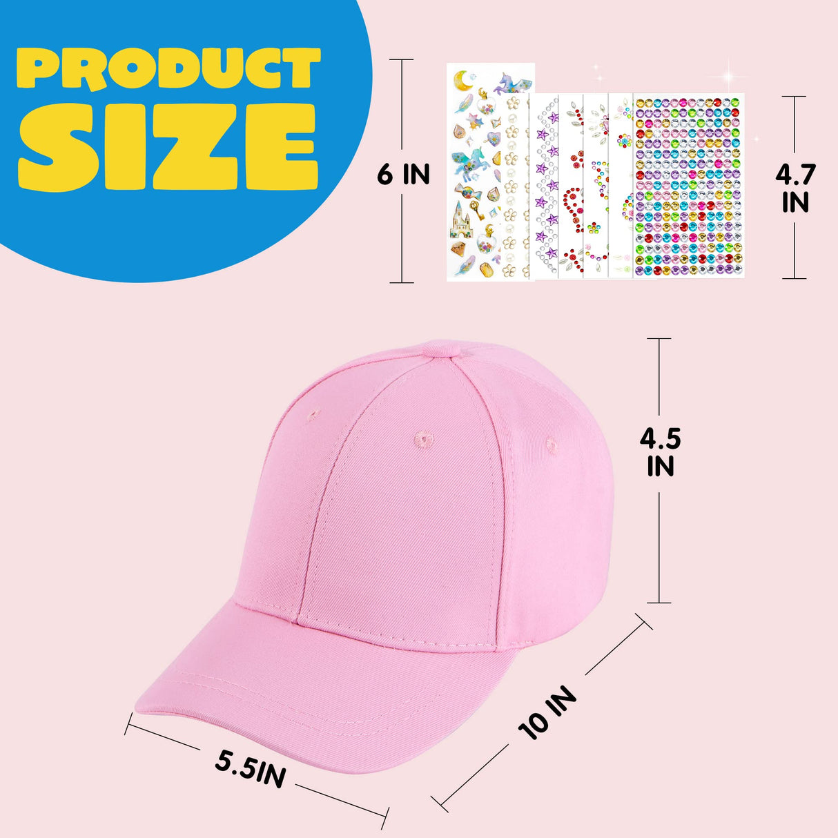 Klever Kits Decorate Your Own Baseball Cap with 7 Sheets Gems Stickers, Art & Crafts Kit for Kids, Fun Creative DIY Toys for Kids Girls Klever Kits