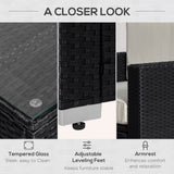 Outsunny 4 Piece Wicker Patio Furniture Set with Cushions, Outdoor Sectional Furniture with 2 Sofa, Loveseat, and Glass Top Coffee Table, Conversation Sofa Sets for Garden, White Outsunny