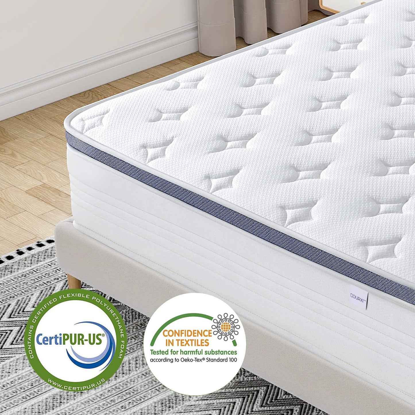 Dourxi Twin Mattress, 12 Inch Hybrid Mattress in a Box with Gel Memory Foam, Individually Pocketed Springs for Support and Pressure Relief - Medium Plush