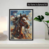 SKRYUIE 5D Horse Diamond Painting Kits - DIY Diamond Art Kits for Adults Indians, Full Round Drill - Crystal Cross Stitch - Adults Craft for Wall & Office Decor - 12x16 Inch z6 SKRYUIE