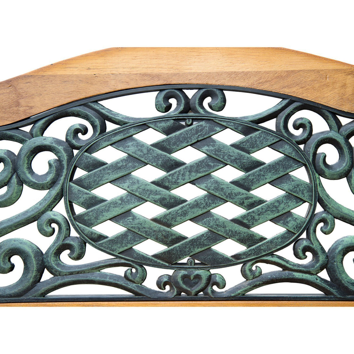 Outsunny 50" Outdoor Garden Bench, Patio Bench with Wood Seat, Porch Bench with Antique-Like Flourishes for Backyard, Deck, Lawn, Outside Pool, Teak Outsunny