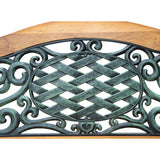 Outsunny 50" Outdoor Garden Bench, Patio Bench with Wood Seat, Porch Bench with Antique-Like Flourishes for Backyard, Deck, Lawn, Outside Pool, Teak Outsunny