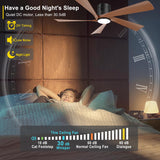 Ohniyou 52” Flush Mount Farmhouse Ceiling Fan with Lights, Remote & APP Control Low Profile Indoor Outdoor Ceiling Fans, Dimmable, Quiet DC Motor, Reversible, Black+Wood Ohniyou