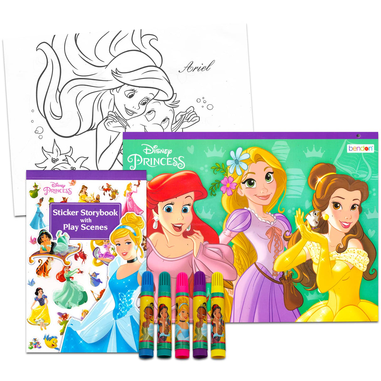 Disney Princess Lap Desk Activity Set - Arts & Crafts Bundle of Lap Desk, Coloring Book, Stickers, Games, Puzzles, More | Disney Princess Travel Pack Disney Princess