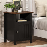 ChooChoo Nightstands Set of 2, Rustic Vintage End Side Table with Storage for Bedroom Living Room, Black&Brown ChooChoo