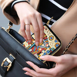 JZHYOAN Diamond Art Credit Card Holder, 4.33x3.14x0.98 Inch DIY Special Pattern Zipper Business Small Wallet Coin Purse Keychain Card Holder Wallet for Woman Adult Man Family-Cat JZHYOAN