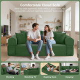 83" Modern Sofa in a Box, No Assembly Oversized 3 Seater 28" Deep Seat Cloud Sofa Bed Couch with 4 Furry Pillows & Corduroy Fabric, Boneless Couch with Side Storage Pockets for Living Room, Green Zyerch