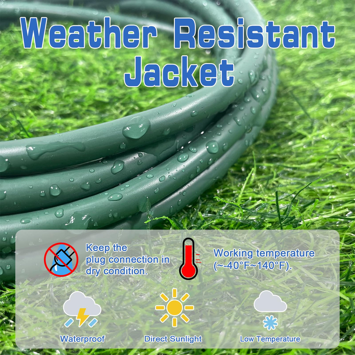 EP 75 Ft Outdoor Extension Cord - 16/3 SJTW Green Electrical Cable with 3 Prong Grounded Plug EP