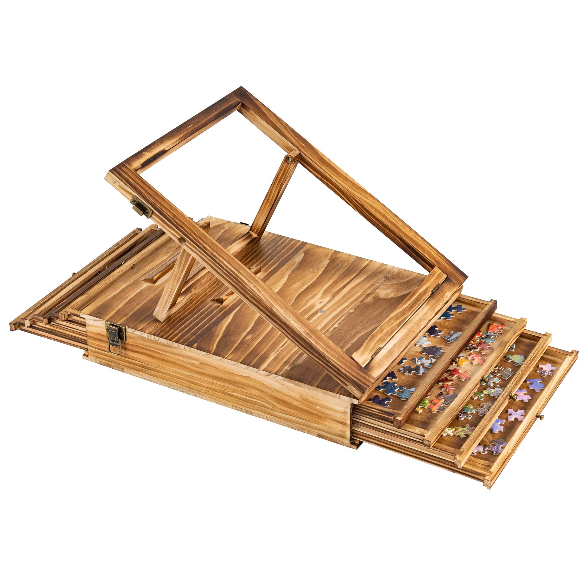 Lavievert Jigsaw Puzzle Sorting Trays & Puzzle Bracket Set, Adjustable Puzzle Easel Holder for Puzzle Boards of Varied Sizes, Wooden Puzzle Sorters with Drawer Design for Puzzles Up to 1500 P - WoodArtSupply